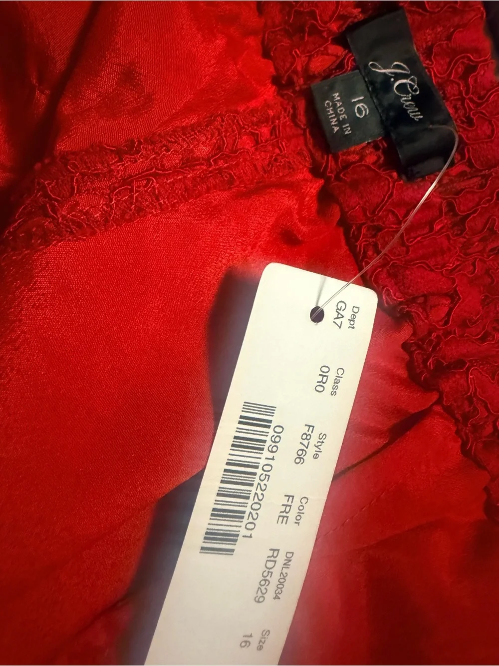 J Crew Red Lace Cropped Pull on Pants - Elegant Women's Trousers- Size 16